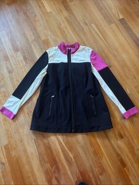 Per Se - Carlisle Black, White & Pink Colorblock Zip Jacket